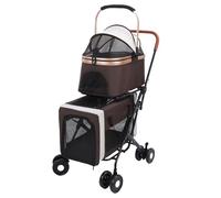 Changor Double Pet Stroller Lightweight 4 Wheels Detachable Foldable Carrier for Travel with Cats and Dogs