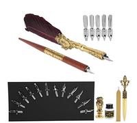 Changor Feather Pen Set Vintage Calligraphy Writing Kit Elegant Craft Collection for Art Lovers, Weddings, Antique Collectors (SP248006R wine red)