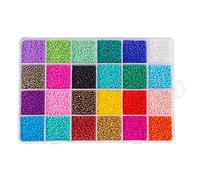 Changor Glass Seed Beads Set with 24 Grids and Bright Colors
