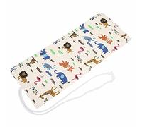 Changor Pencil Wrap Animal Pattern Portable Storage Pouch for Students or Artists - Versatile Organizer for Brushes and Accessories (36 Holes)
