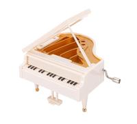 Changor Piano Music Box Mini Grand Piano Decoration Hand Crank for Home Office Desk Elegant White ABS 9.5x8.5x6.2cm