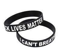 Changor Silicone Wristband Set Durable Unisex Letter Decor Bracelets for Fashion Accessories 2pcs BLACK I CAN'T BREATHE BLACK LIVES MATTER