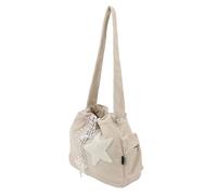 Changor Velvet Shoulder Bag, Cute Five Pointed Star Pattern Large Capacity Handbag with Zipper Closure for Teen Girls