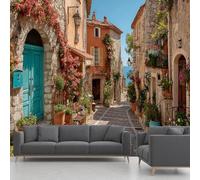 CHANGPHG Italy Town Wallpaper Mural Tuscany Garden Street Panoramic Wall Decor 250x175cm(Sand Brown,366x254cm)