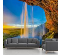 CHANGPHG Waterfall Landscape Mural Mountain Lake Forest Wallpaper for Bedroom Living Room 315x215 cm(Saddle Brown,366x254cm)