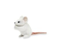 ChangThai Design Tiny 1⅝" White Mouse Sitting On Hind Legs Figurine - Miniature Hand Made Painted Ceramic Mice Rat Shrew Rodent Small Porcelain Animals Cute Decorative Collectible Figure Décor Gifts