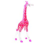 ChangThai Design Tiny 4¼" High Pink Giraffe Standing Figurine - Miniature Hand Blown Painted Glass Giraffes Savanna Wildlife Long Neck Tallest Animal Crystal Decorative Collectible Figure Décor Gifts