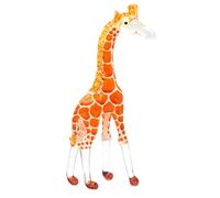 ChangThai Design Tiny 4¼" Standing Orange Giraffe Figurine - Miniature Hand Blown Painted Glass Giraffes Savanna Tropical Wildlife Long Neck Animals Crystal Decorative Collectible Figurines Décor Gift