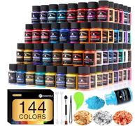 CHANGTIKEJI Mica Powder - 144 Colors - 10g/Bottle of Natural Pigment for Epoxy Resin，Eye Shadow,Car Paint,Soap Making,Nail Polish,Candle Making,Bath Bombs