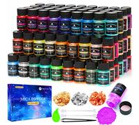 CHANGTIKEJI Mica Powder,63 Color-8g/Bottle Jars of Natural Pigment for Epoxy Resin,Lip Gloss,Eye Shadow,Paint, Dye,Soap Making,Nail Polish,Epoxy Resin,Candle Making,Bath Bombs