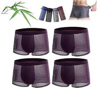 ChangTsing Bamboo Fiber Boxer Briefs, Breathable Bamboo Fibre Boxer Shorts Bamboo Fiber Boxer Briefs, bio-fit Bamboo Boxer Shorts, Softness Breathability, For All-Day Comfort Wine Red