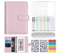ChangWanna A6 Money Budget Ring Binder - Saving Wallet Organiser with Pockets, Cash Stuffing Planner Envelope, Folder for Saving, Pink, (CZY-PD-007)