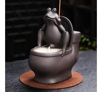 ChangWanna Frog Incense Holder Burner - Ceramic Cone Backflow Incense Burner Smoke Fountain, Back Flowing Incense Diffuser with 45 Sticks & 15 Cones, Frog Ornament for Aromatherapy/Yoga/Home Decor