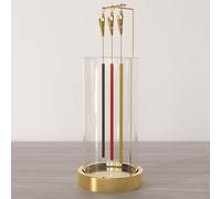ChangWanna Incense Holder Ash Catcher - Upside Down Glass Incense Holder for Sticks, Reverse Inverted Anti Ash No Mess Insence-Stick Holder, Modern Metal Vertical Incense Burner for Room Decor, Gold