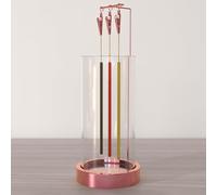 ChangWanna Incense Holder Ash Catcher - Upside Down Glass Incense Holder for Sticks, Reverse Inverted Anti Ash No Mess Insence-Stick Holder, Modern Metal Vertical Burner for Room Decor, Rose Gold