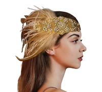changyexi 1920s Feather Flapper Headband Roaring 20s Gatsby Headpiece for Women(16, One size)