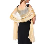 changyexi Chiffon Shawls and Wraps for Women, Elegant Sheer Shawls for Formal Evening, Soft Wedding Brides Scarf, Champagne Gold, One Size