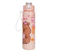 CHANGYUE 700ml Capybara Cute Water Cup with Straw & Handle Travel Water Bottle (Pink)