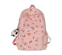 CHANGYUE Children's Cute Cherry Print Preppy Backpack, Large School Bags for Girls Secondary School, Period Bag for Primary School Bookbag for Travel Casual Daypack Lightweight 17-In Lap