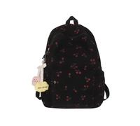 CHANGYUE Children's Cute Cherry Print Preppy Backpack, Large School Bags for Girls Secondary School, Period Bag for Primary School Bookbag for Travel Casual Daypack Lightweight 17-In Lap