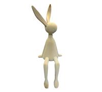 CHANGYUE Decorative Sitting Bunny Figurine, Flocked Sitting Rabbit Sculpture Decorative Bunnies Sculpture Tabletop Ornament for Spring Indoor Home Decoration Collectible Gift(Champagne) (D)