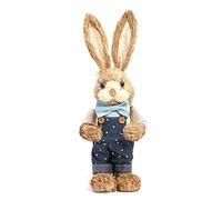 CHANGYUE Easter Decorations Bunny Handmade Straw Bunny Easter Rabbit Statue Home Decor(F)