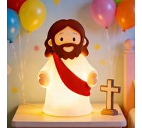 CHANGYUE Easter Jesus Night Light, Mini Jesus Figures Lamp, Rechargeable Bedside Touch Lamp, Easter Decorative Light for Baptism Gifts (A)