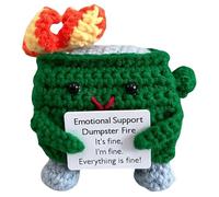 CHANGYUE Emotional Support Dumpster Fire, Emotional Support Plush Toy Crochet Doll with Encouraging Card Desk Decor Inspirational Gifts for Friends Family (Green)