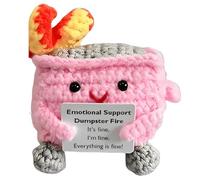 CHANGYUE Emotional Support Dumpster Fire, Emotional Support Plush Toy Crochet Doll with Encouraging Card Desk Decor Inspirational Gifts for Friends Family (Pink)