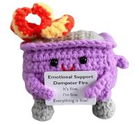 CHANGYUE Emotional Support Dumpster Fire, Emotional Support Plush Toy Crochet Doll with Encouraging Card Desk Decor Inspirational Gifts for Friends Family (Purple)