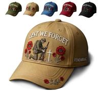 CHANGYUE Heroes Never Forgotten Remembrance Cap, 3D Embroidered Baseball Hat, Vintage Cotton Patriotic Cap for Men and Women (Yellow One Size)