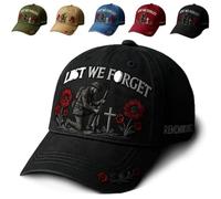CHANGYUE Heroes Never Forgotten Remembrance Cap, 3D Embroidered Baseball Hat, Vintage Cotton Patriotic Cap for Men and Women (Black One Size)