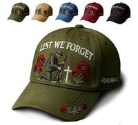 CHANGYUE Heroes Never Forgotten Remembrance Cap, 3D Embroidered Baseball Hat, Vintage Cotton Patriotic Cap for Men and Women (Green One Size)