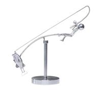 CHANGYUE Kinetic Fishing Sculpture, Fisherman Balancing Sculpture, Gravity Balance Ornament, Art Sculptures Fishing Statue for Desk Bookshelf Decoration (Silver)