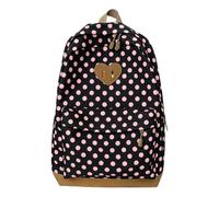 CHANGYUE Nylon Shoulder Bag for Teens Girls with Zipper | Retro Portable Lightweight Polka Dot Backpack 15.75x11.02x4.72 Inches for Travel Camping
