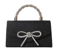 CHANGYUE Sparkling Formal Clutch Bag With Bow And Semi Soft Body | Rhinestone Top Handle Solid Color Glitter Purse For Wedding Prom Nights Parties