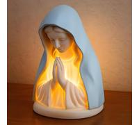 CHANGYUE Virgin Mary Prayer Night Light, 6in Handcrafted Virgin Mary Catholic Decor Table Lamp, Small Corner Lamp Home Decoration Desk Accessories for Reading(White Style 1)