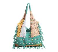 CHANGYUE Women Knitted Underarm Purses Patchwork Large Capacity with Tassel | Handmade Beach Purse Ideal for Travel Shopping Work and Daily Use