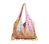 CHANGYUE Women Knitted Underarm Purses Patchwork Large Capacity with Tassel | Handmade Beach Purse Ideal for Travel Shopping Work and Daily Use