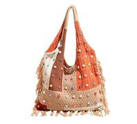 CHANGYUE Women Knitted Underarm Purses Patchwork Large Capacity with Tassel | Handmade Beach Purse Ideal for Travel Shopping Work and Daily Use
