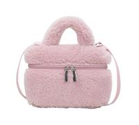 CHANGYUE Women Soft Plush Square Handbag Mini Fluffy Crossbody Shoulder Bag | Adjustable Strap Top Handle Teddy Satchel Fall Winter Casual Cute Pink