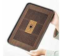 CHANJOON Bamboo Chinese Kung Fu Tea Tray, 14 x 9.5 x 1.6 inches, Fu Black, Water Storage, 33 oz/1000 ml, Perfect for Tea Lovers & Ceremonies, Gift Idea