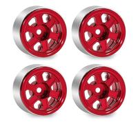 Chanjorlin 0.7 Inch RC Beadlock Wheels Rims 0.2mm Hex Aluminum Heavy Duty 1/30 1/32 RC Car Wheel Hubs for 1:30 1:32 Rock Crawler Car Axial SCX30 Redcat Ascent-32 0.7" Tires 4PCS (Red)