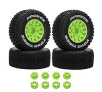 Chanjorlin 1/10 1/8 RC Short Course Truck Tires OD 112mm and Wheels 12mm 14mm 17mm Hex for 1:8 1:10 Scale Off Road Truck Car Traxxas Slash 2WD 4×4 Axial Losi Redcat Rc4wd Arrma Senton 4PCS (Green)