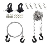 Chanjorlin 1/10 RC Car Mini Metal Trailer Chain and Tow Hooks Buckle & RC Body Clips Bent Springy R Pins Accessories for 1:10 Rock Crawler Truck Car Traxxas TRX4 SCX10 Axial RC4WD Tamiya D90 (Black)