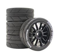 Chanjorlin 1/10 RC On Road Touring Tires & Aluminum Wheels with 12mm Hex | 4PCS 65mm OD Street Tire For 1:10 Drift Touring Rally Car MJXRC 10208 Tamiya TT01 TT02 TA06 HSP 94122 MST RMX 2.0 HPI E10