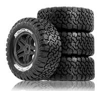 Chanjorlin 1/10 RC Short Course Truck Plastic Wheels 12mm Hex and Tires OD 4.41" 5-Spok Off Road Tyres for 1:10 Scale Truck Car TRAXXAS Slash 4X4 2WD ARRMA SENTON 3S Losi Redcat Rc4wd 4PCS (Black)