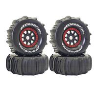 Chanjorlin 1/7 1/8 RC Off Road Truck Wheels 17mm Hex and Tires OD 5.5" Short Course Snow Sand Tyres for 1:7 1:8 Scale Buggy Truck Car TRAXXAS UDR FS Atom ARRMA Mojave 6S EXB YK4072 DF7 TB7 4PCS (Red)