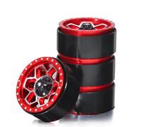 Chanjorlin 1.9 RC Beadlock Wheels Rims Aluminum Heavy Duty 1/10 RC Wheel Hubs for 1:10 Rock Crawler Car Axial SCX10 I II III 90046 TRX4 TRX6 VS4-10 CC01 D90 RC4WD Redcat Gen8 1.9" Tires (Red)