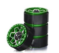 Chanjorlin 1.9 RC Beadlock Wheels Rims Aluminum Heavy Duty 1/10 RC Wheel Hubs for 1:10 Rock Crawler Car Axial SCX10 I II III 90046 TRX4 TRX6 VS4-10 CC01 D90 RC4WD Redcat Gen8 1.9" Tires (Green)